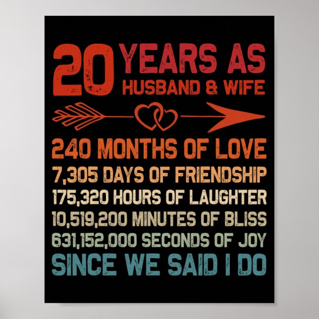Affiche 20 Ans Comme Mari Et Ami; Femme 20e Anniversaire G (Devant)
