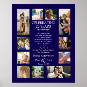 Affiche 20 ans mariage anniversaire photo collage modifiab