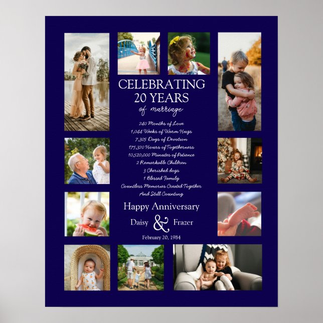 Affiche 20 ans mariage anniversaire photo collage modifiab (Devant)