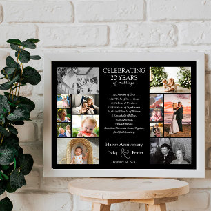 Affiche 20 ans mariage anniversaire photo collage modifiab