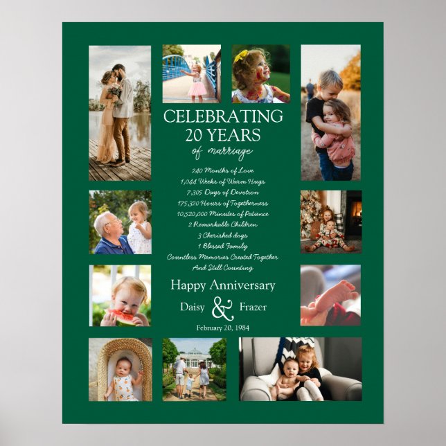 Affiche 20 ans mariage anniversaire photo collage modifiab (Devant)