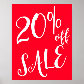 Affiche 20% de réduction sur la vente Signe, Boutique Roug