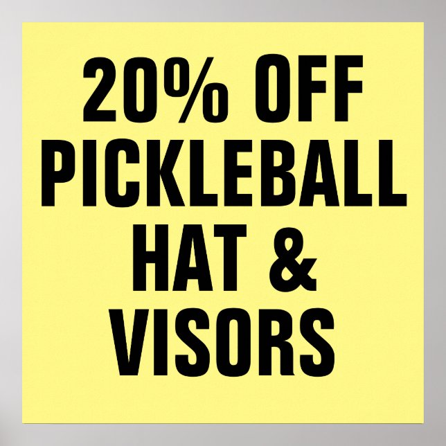 Affiche 20% DE RÉDUCTION SUR Pickleball Casquettes et visi (Devant)
