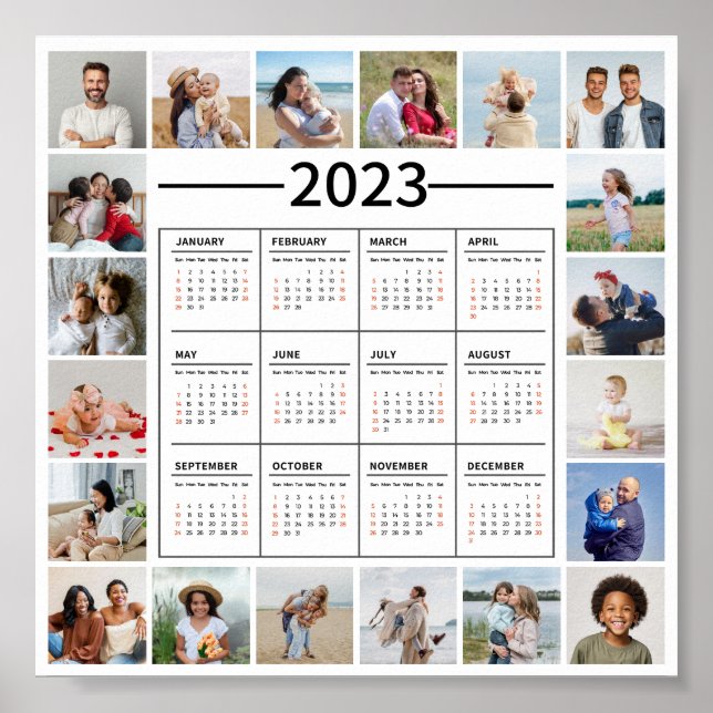 Affiche 20 Photo Collage US 2023 Calendrier annuel (Devant)