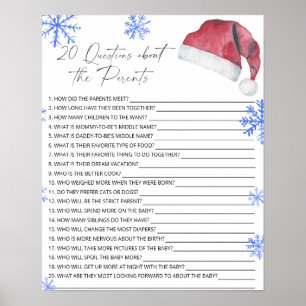 Affiche 20 Questions sur le jeu de baby shower Parents