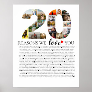 Affiche 20 raisons pour lesquelles nous vous aimons annive