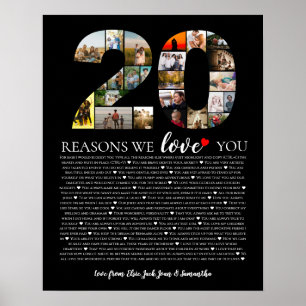 Affiche 20 raisons pour lesquelles nous vous aimons photo