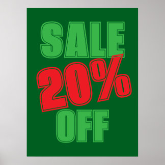 Affiche 20% Sale Sign, Green and Red Christmas Sale