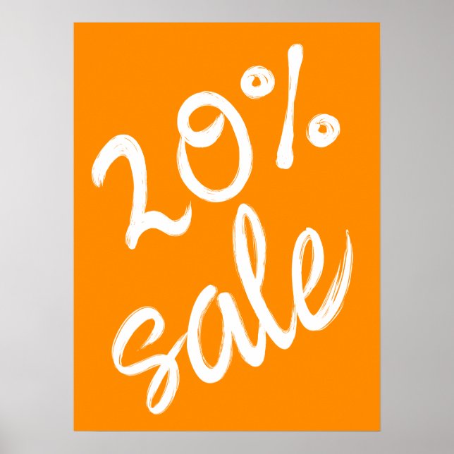 Affiche 20% Signe de vente, 18x24 Été Vente Orange (Devant)
