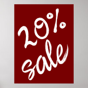 Affiche 20% Signe de vente, 18x24 Vente Brown