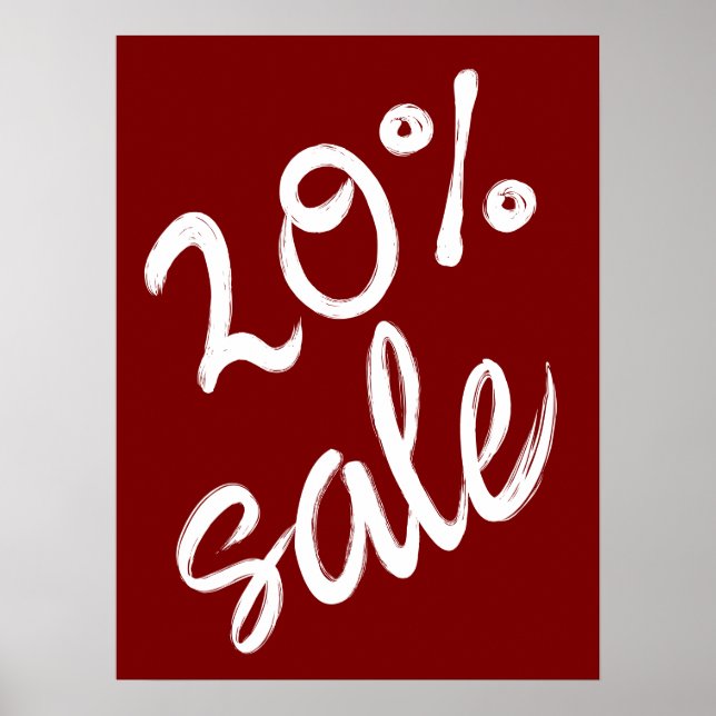 Affiche 20% Signe de vente, 18x24 Vente Brown (Devant)