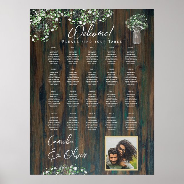 Affiche 20 Table Bois rustique Gypsophila Mousse DE SIÈGE  (Devant)