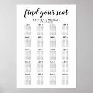 Affiche 20 Table Large Wedding Guest Seating Chart