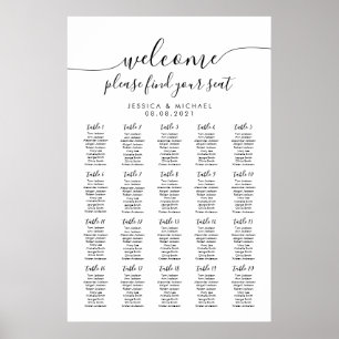 Affiche 20 Tables de Bienvenue Mariage 200 Invités Plan de