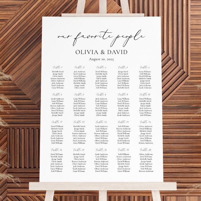 Affiche 20 Tables Plan de table simple pour nos personnes  (Créateur téléchargé)