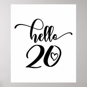 Affiche 20e anniversaire Femmes Bonjour 20 mignonnes 20 an