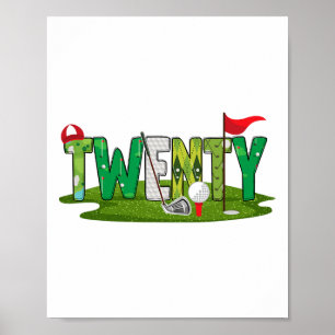 Affiche 20e Anniversaire Golf Thème 20 ans Enfants Sport P