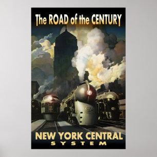 Affiche 20e SIÈCLE Nouveau système central de New York Rét