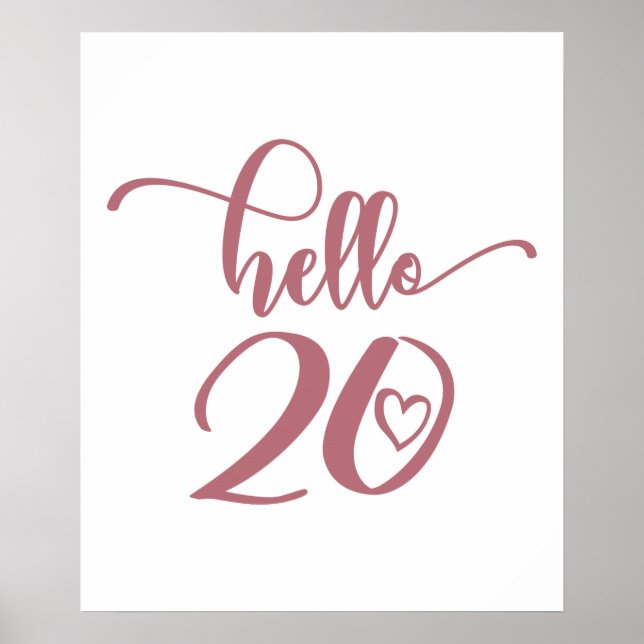 Affiche 20th Birthday Women Hello 20 Cute 20 Years Old (Devant)