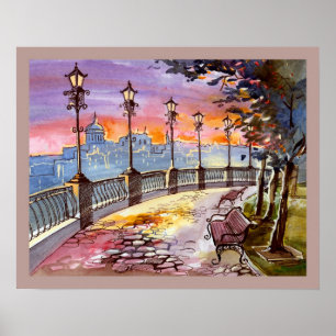 Affiche 20x16 Abstrait City Scene Wall Art