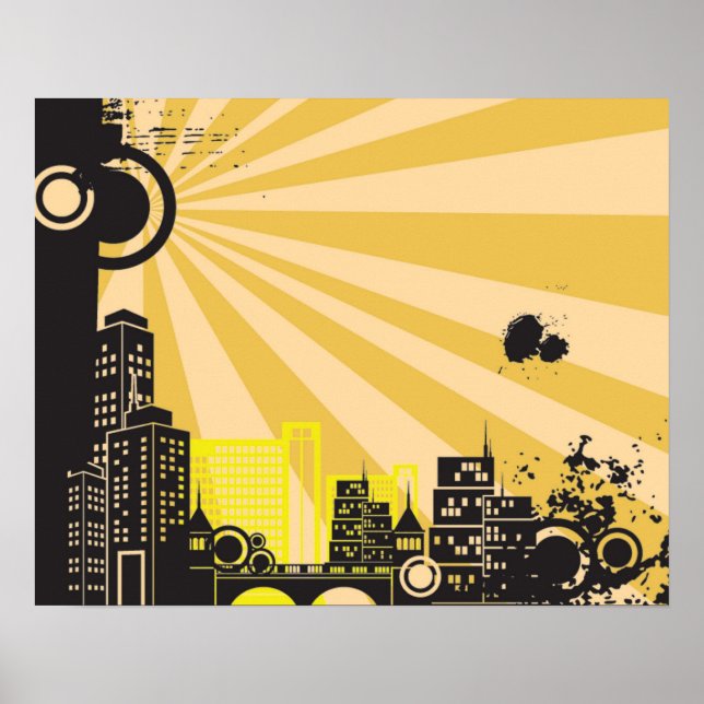 Affiche 20x16 Abstrait Mur de ville jaune (Devant)