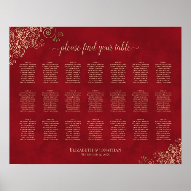 Affiche 21 Frilles d'or de la table sur le Mariage rouge (Devant)