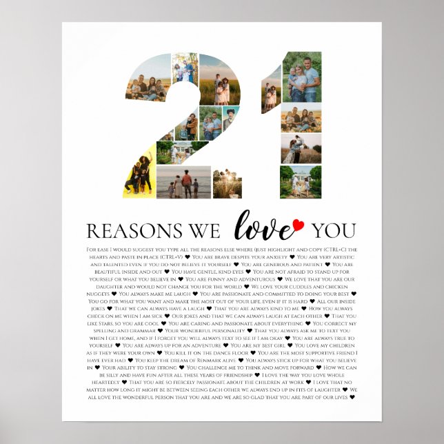 Affiche 21 raisons pour lesquelles nous vous aimons affich (Devant)
