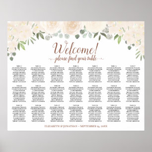 Affiche 21 Table Blush Roses Mariage Plan de Table