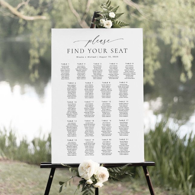 Affiche 21 Tables Merci de Trouver Votre Place Plan de Tab (Créateur téléchargé)