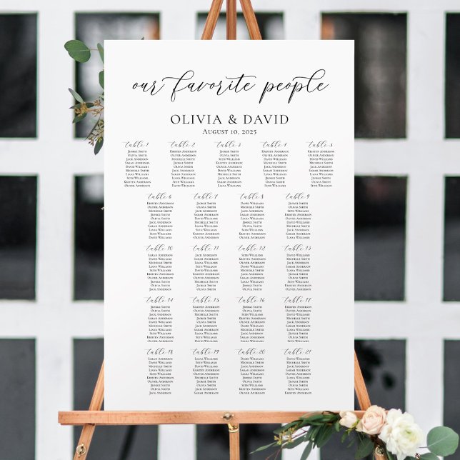 Affiche 21 Tables Plan de table de nos personnes préférées (Créateur téléchargé)