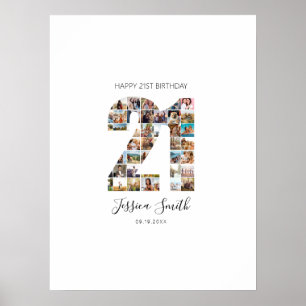 Affiche 21e anniversaire Photo Collage panneau d'inscripti