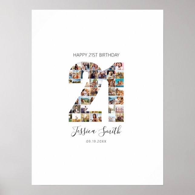 Affiche 21e anniversaire Photo Collage panneau d'inscripti (Devant)