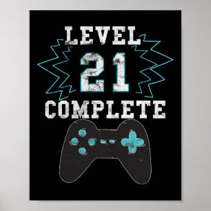 Affiche 21e Anniversaire Vidéo Jeu Humour Tee Funny Gamer