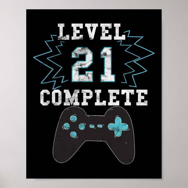 Affiche 21e Anniversaire Vidéo Jeu Humour Tee Funny Gamer  (Devant)