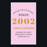 Affiche 21st Birthday Born 2002 Ajouter le nom Pink Grey<br><div class="desc">Personnalisé Anniversaire ajoutez votre nom et votre affiche d'année. Modifiez le nom et l'année avec le modèle fourni. Un merveilleux accessoire de fête d'anniversaire personnalisé. Plus de cadeaux et de fournitures de fête disponibles avec le design "normes de fixation" dans le magasin.</div>