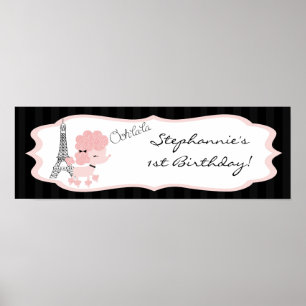 Affiche 22.5"x7.5" Personalized Banner Pink Poodle Paris