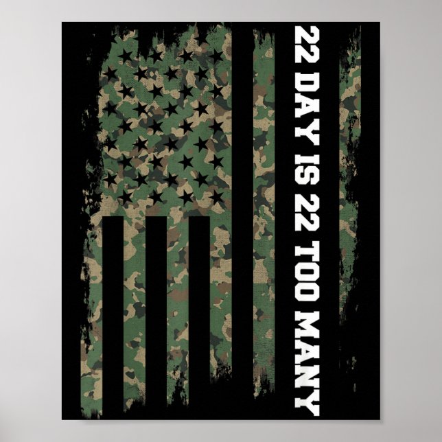 Affiche 22 A Day Veteran Lives Army Suicide Awareness  (Devant)