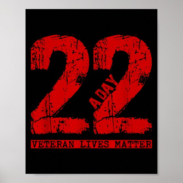 Affiche 22 A Day Veteran Shirt - 22 A Day Veteran Suicide  (Devant)