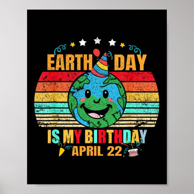 Affiche 22 Avril Joyeux Jour des terres C'est mon annivers (Devant)