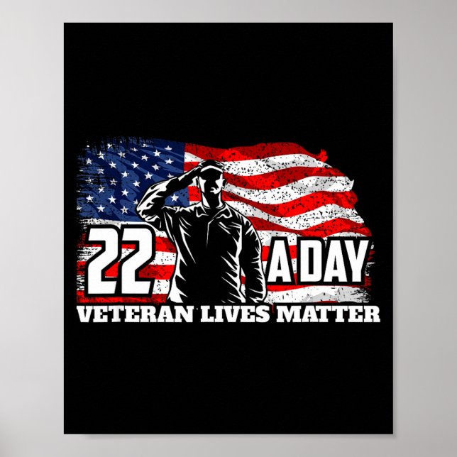 Affiche 22 Per Day Veteran Lives Suicide Awareness Usa Fla (Devant)
