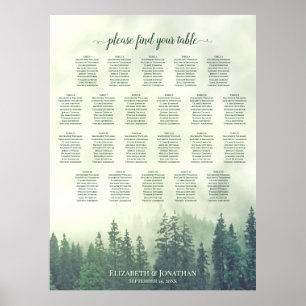 Affiche 22 Table des Pins Verts Plan de Table de Mariage