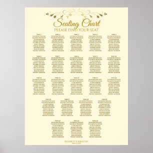 Affiche 22 Table Simple Gold Cream Wedding Seating Chart
