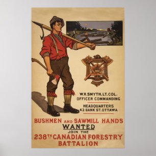Affiche 238e Bataillon forestier canadien 1915