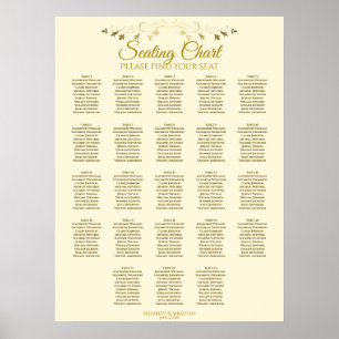 Affiche 23 Table Crème d'or Élégante carte de mariage