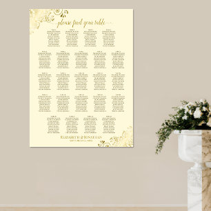 Affiche 23 Table Crème & Or Frills Plan de table de mariag