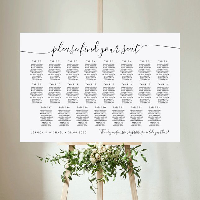 Affiche 23 Tables Plan de table moderne Trouvez votre sièg (Créateur téléchargé)