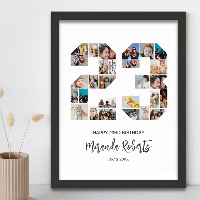 Affiche 23e anniversaire Numéro 23 Photo personnalisée Col (Créateur téléchargé)