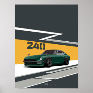 Affiche 240Z Classic Green Performances Japonaises