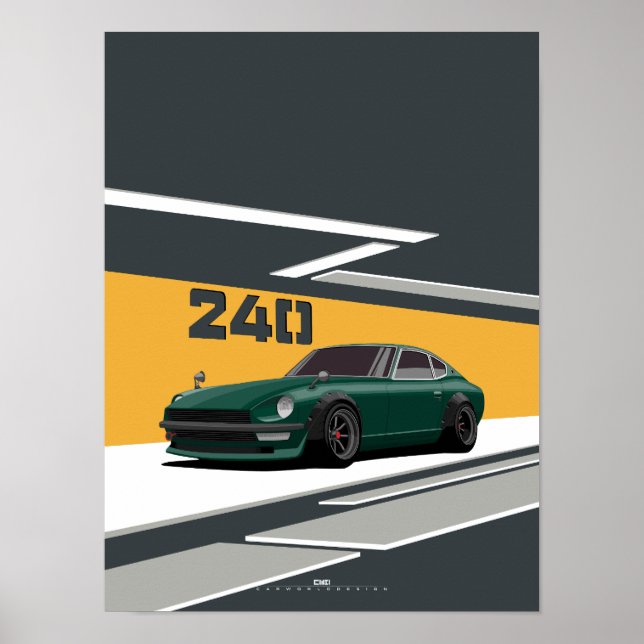 Affiche 240Z Classic Green Performances Japonaises (Devant)