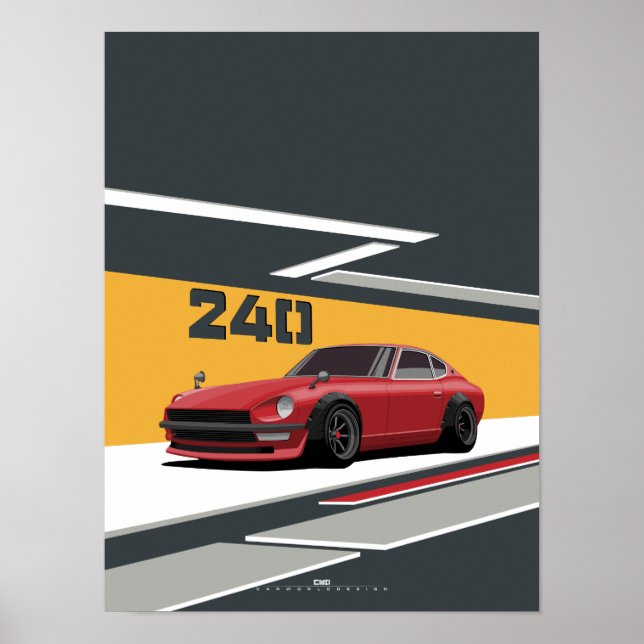 Affiche 240Z Classic Rouge Performance Japonaise (Devant)